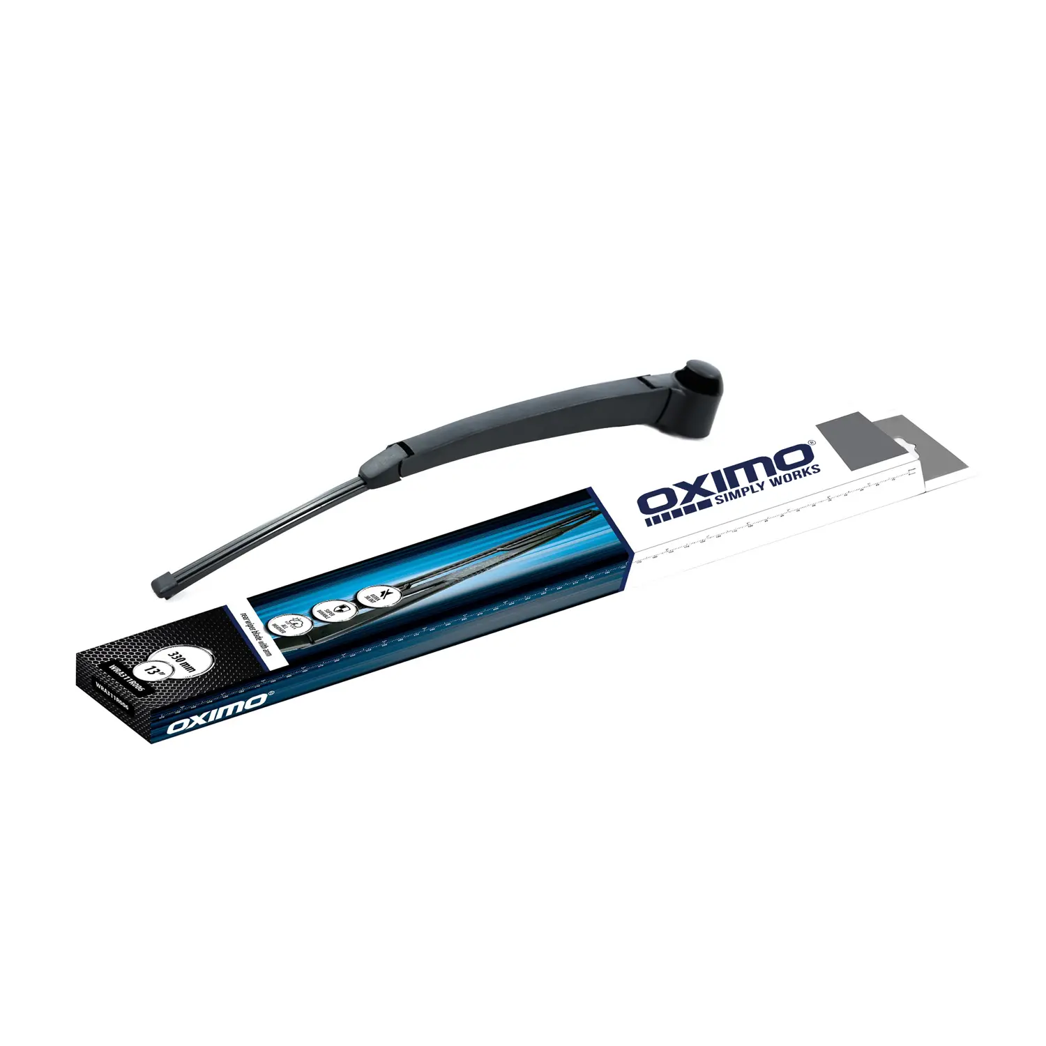 Pióro wycieraczki tylnej wraz z ramieniem OXIMO o długości 330 mm. WRA311R006