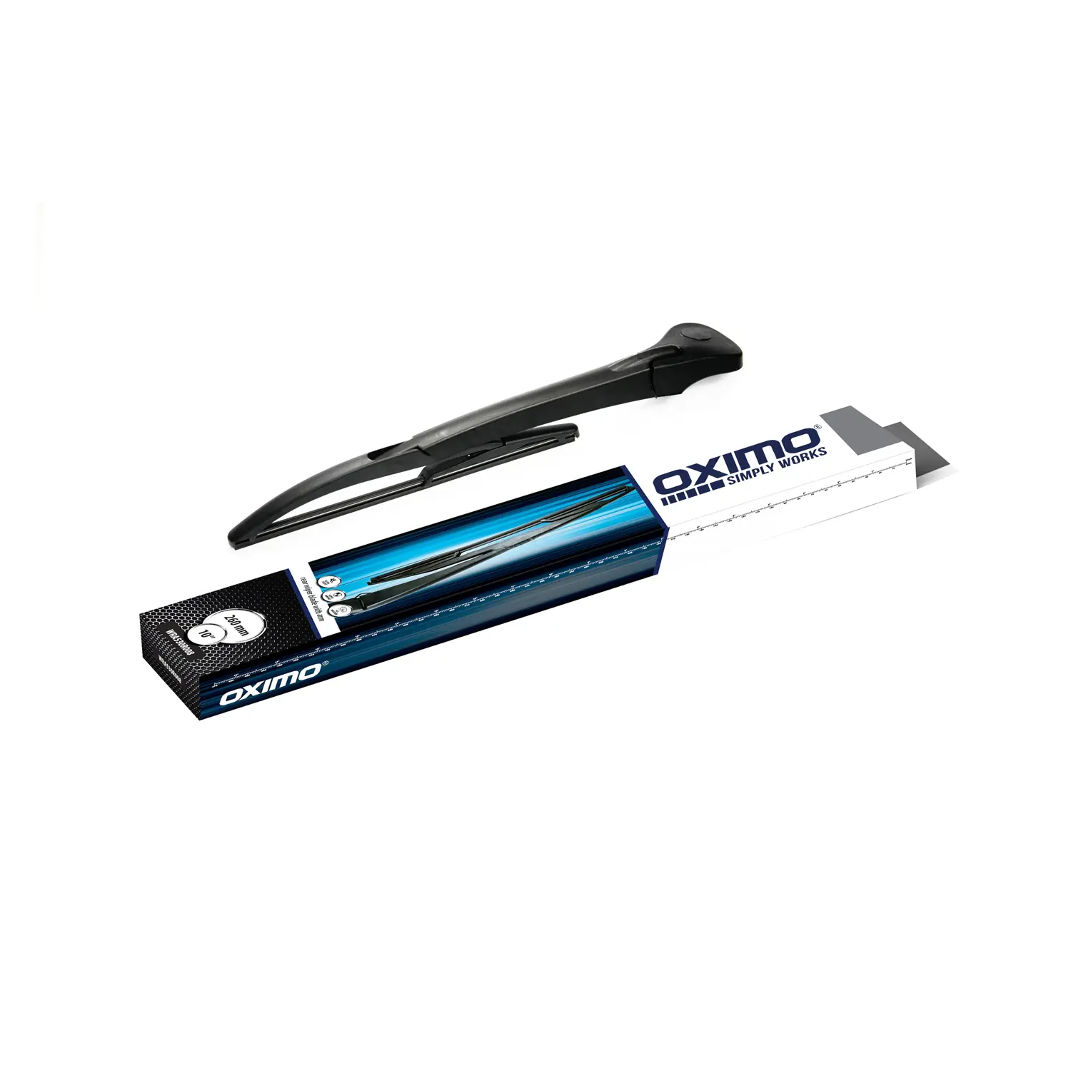 Pióro wycieraczki tylnej wraz z ramieniem OXIMO o długości 260 mm. WRA530R008