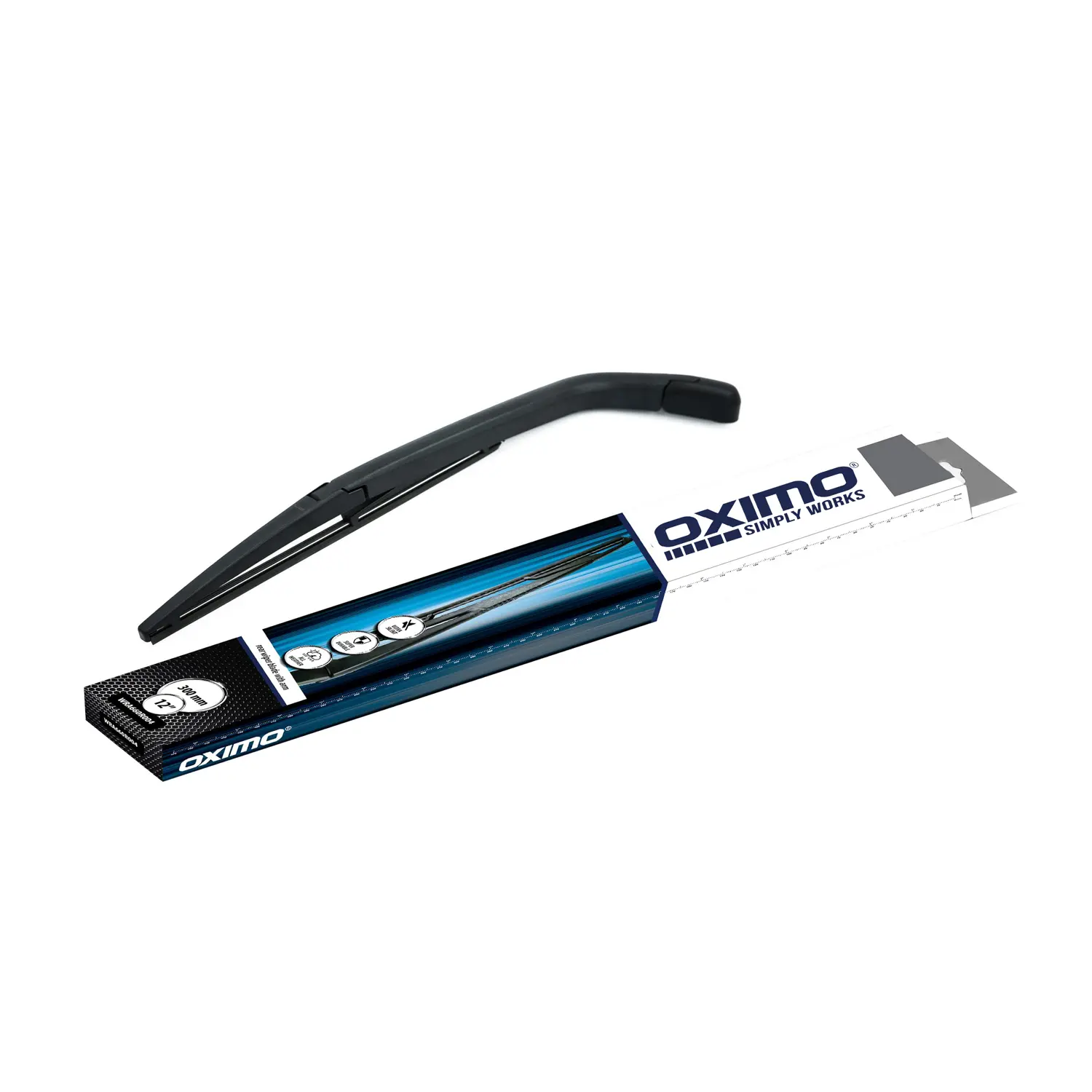 Pióro wycieraczki tylnej wraz z ramieniem OXIMO o długości 360 mm. WRA660R004